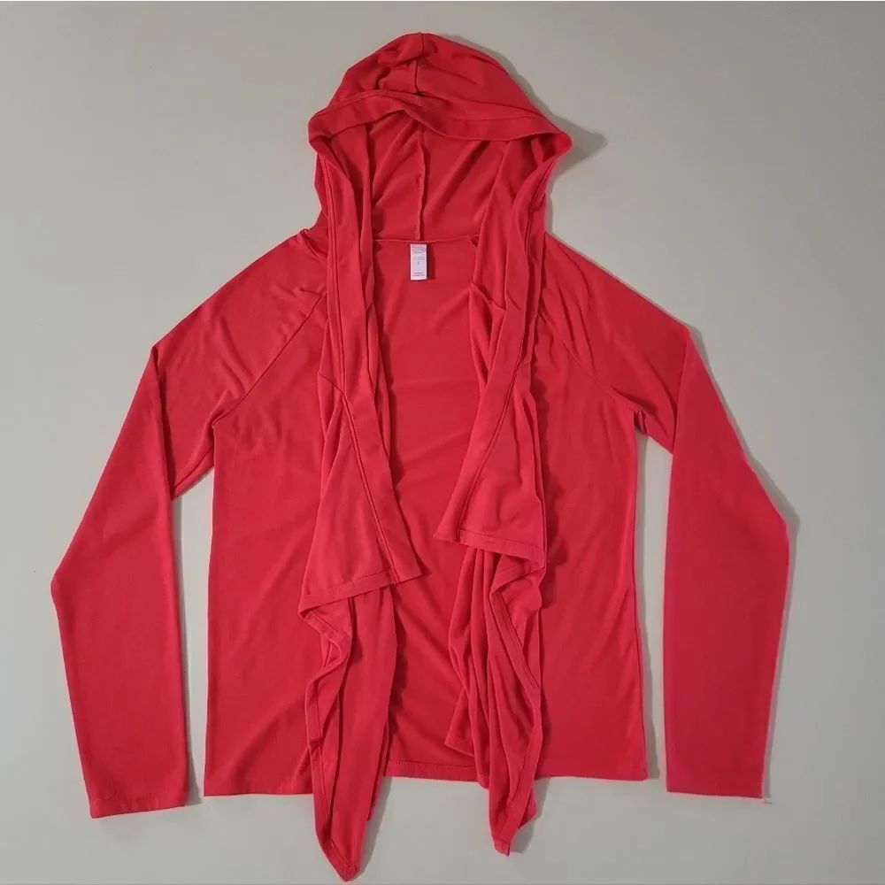 Old Navy Intimates Women's Red Orange Hooded Waterfall Long Sleeve Cardigan